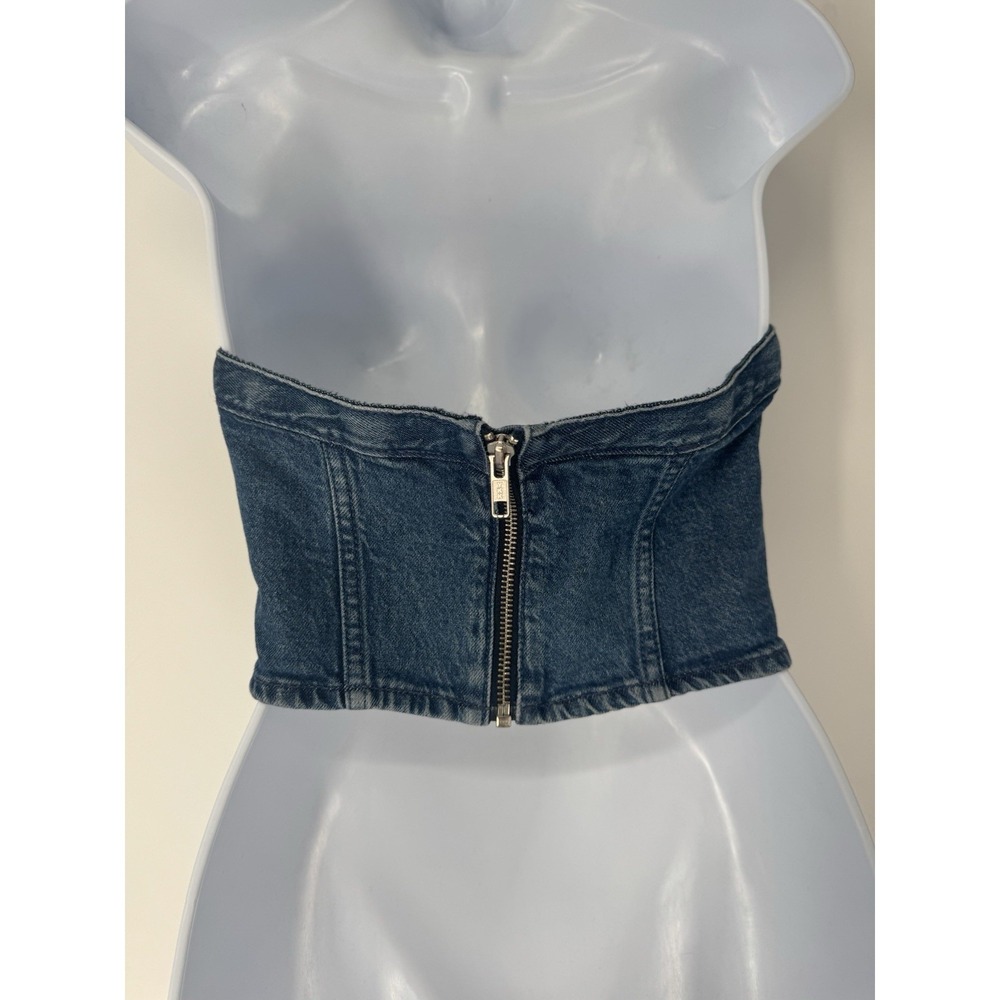 Gap Denim Tube Top 2000s Britney Spears Y2K country western bratz festival S zip - Picture 5 of 8